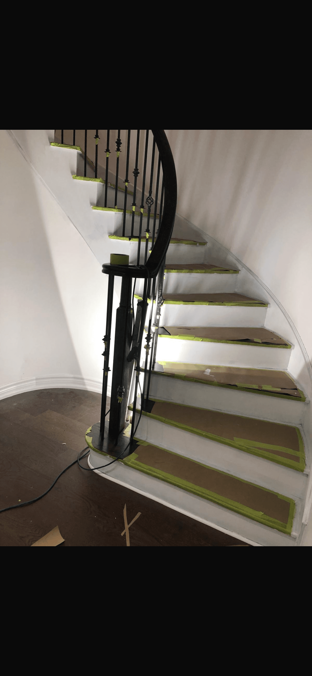 Curved Staircase Refinishing - In Progress