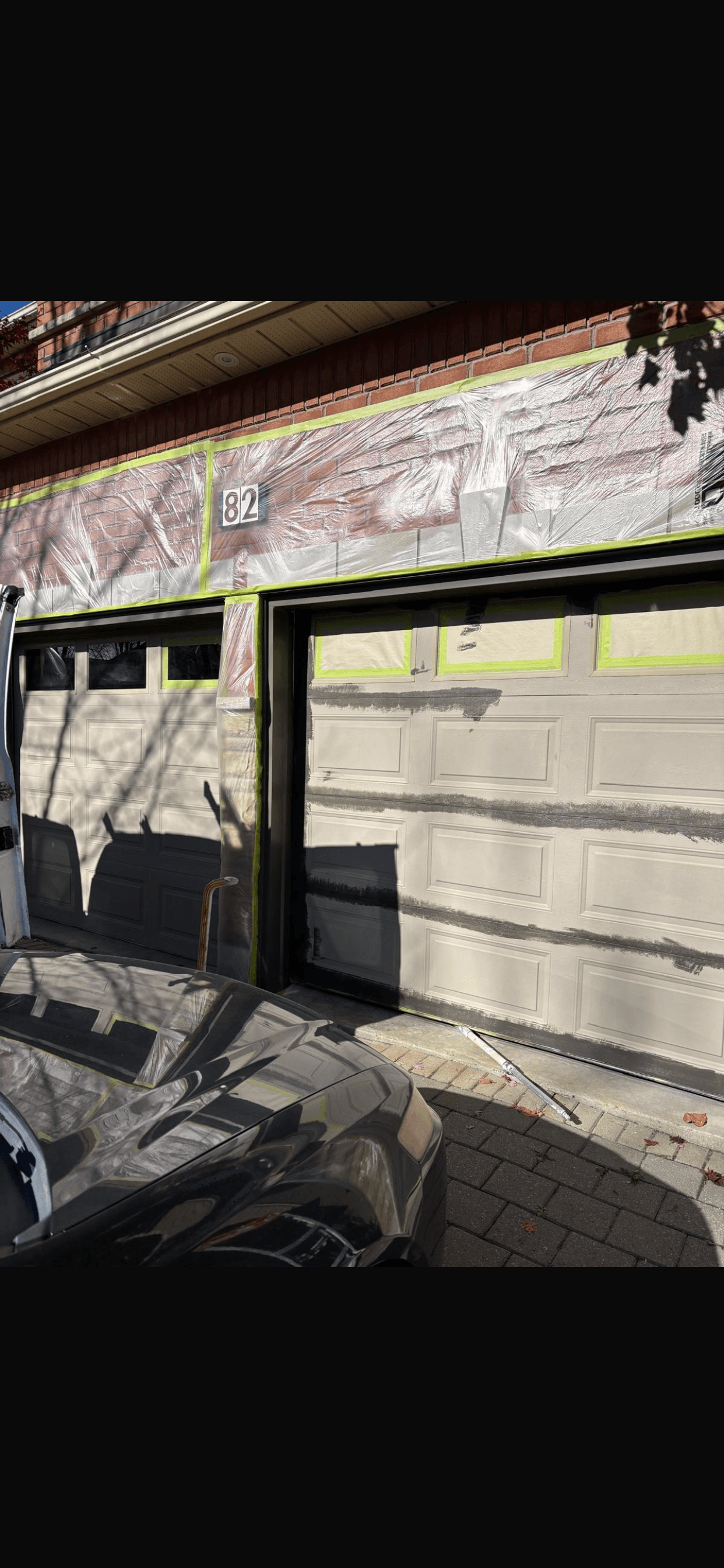 Garage Door Painting Prep - In Progress